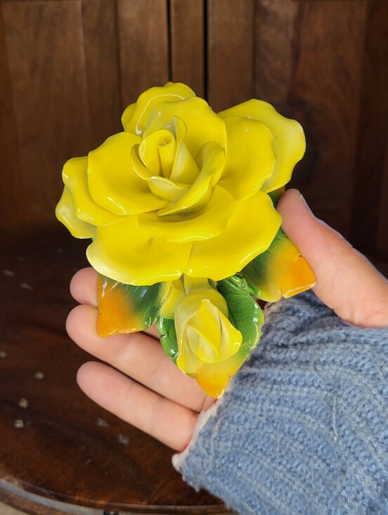Other - Yellow Porcelain Rose Figurine